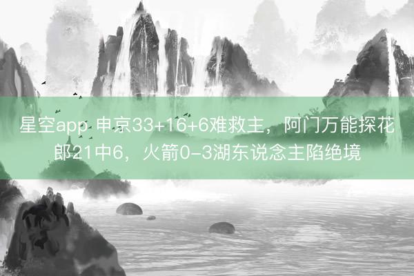 星空app 申京33+16+6难救主，阿门万能探花郎21中6，火箭0-3湖东说念主陷绝境